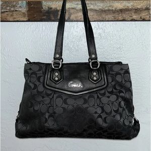 Coach Bag Ashley Black F19244 Black Signature Logo